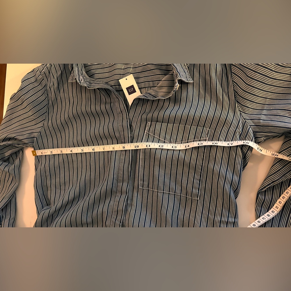 GAP Blue Striped Midi Dress with Belt - Picture 8 of 12